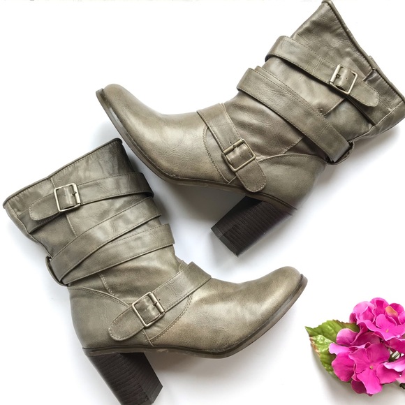 Steve Madden Shoes - MADDEN GIRL Heeled Wrap Around Buckle Faux Boots